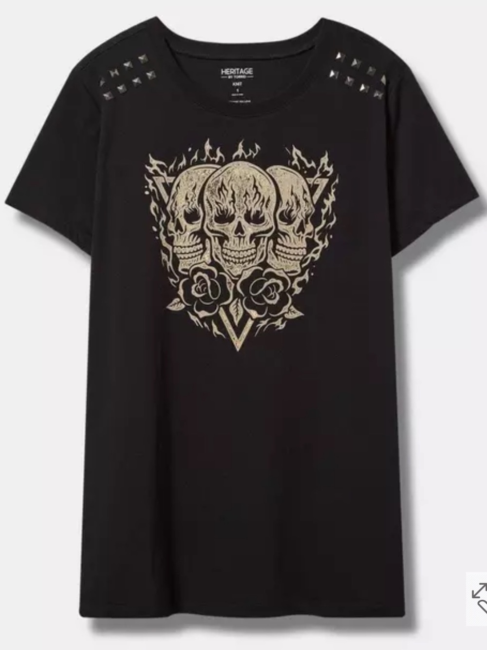 Heritage by Torrid Skull Classic Fit Heritage Jersey Foil Studded Tee